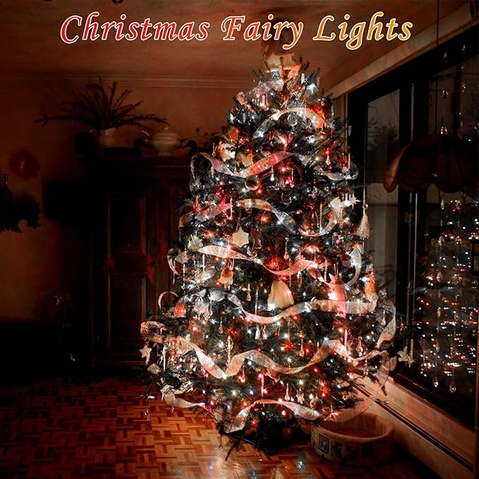 4 Pack Red and White Christmas String Lights, Each 20FT 60 LED Fairy Lights Battery Operated with Timer, Waterproof Twinkle Lights for Outdoor and Indoor Bedroom Home Yard Patio Christmas Decorations