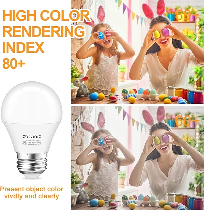 Cotanic Ceiling Fan Light Bulbs 2700K Warm White, A15 LED Bulb E26 Medium Screw Base,6W Small Chandelier Light Bulb 60W Equivalent,600lm,Non-Dimmable,6 Pack