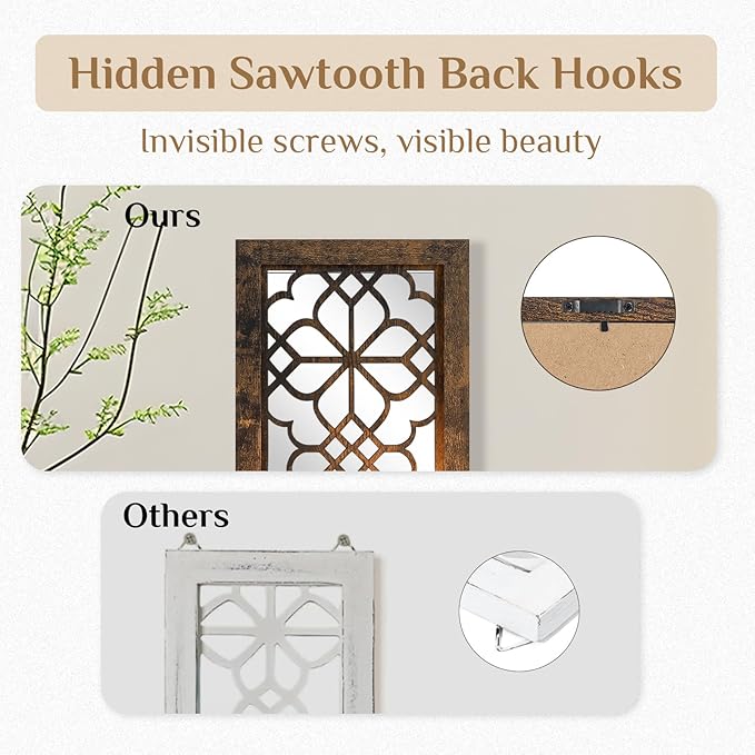 Wall Candle Holder for Farmhuose Decor: Decorative Rustic Folating Shelves Candle Sconces for Pillar Candles - Brown Wood Wall-Mounted Candle Shelf for Bathroom Fireplace