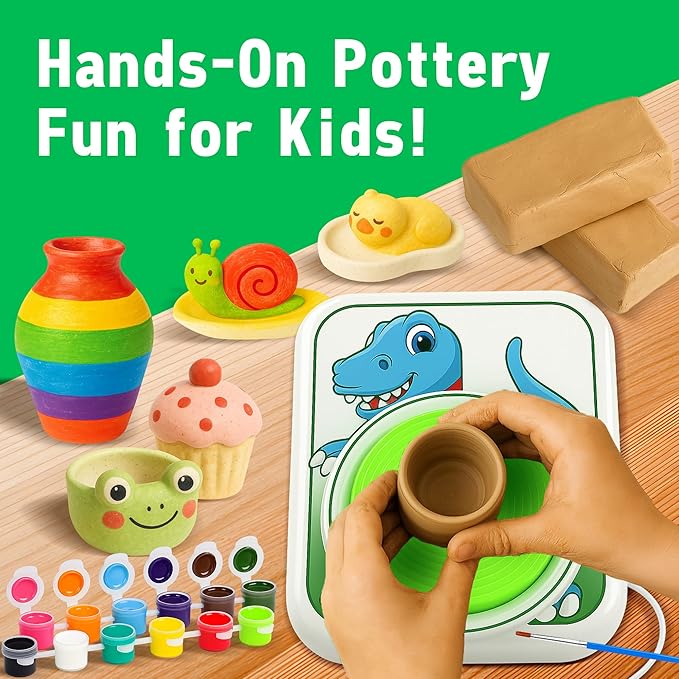 Pottery Wheel for Kids, Ceramic Art Pottery Painting Kit for Kids Ages 3-12