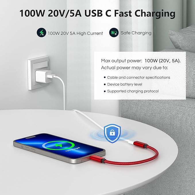 RUXELY USB C Data Blocker for iPhone 16,0.5ft 3Pack Charge Only Type-C Male to Female Defender Cable Protect Against Juice Jacking,USB C Power Connector for iPhone 17e 17 16 15,Galaxy,iPad Air Mini