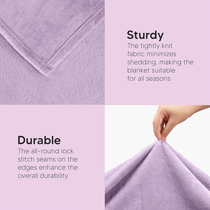 Utopia Bedding Fleece Blanket Throw Size Lilac 300GSM Luxury Anti-Static Fuzzy Soft Microfiber Blanket for Couch, Sofa and Bed (60x50 Inch)