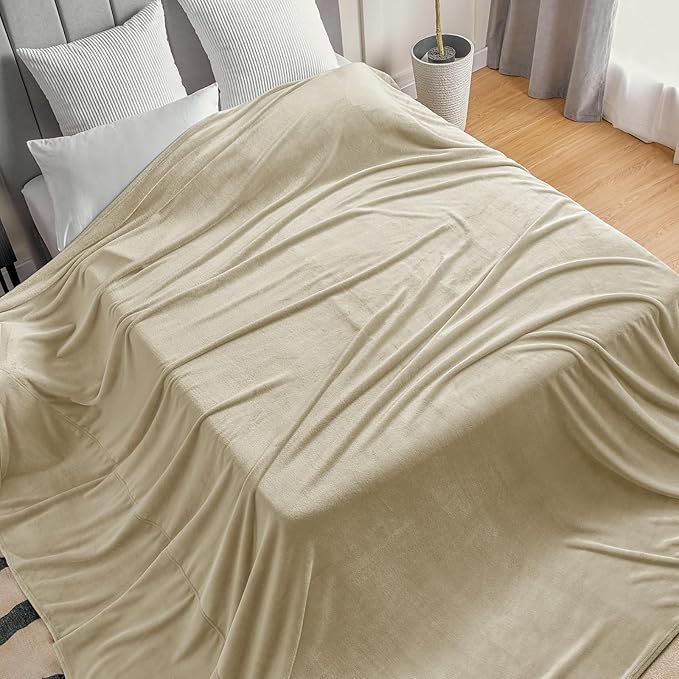BEDELITE Fleece Blanket Extra Large Blankets for Bed, Luxury Plush Cozy Fuzzy Blanket 120x120 inches, Super Soft Warm Lightweight Throw Blanket All Seasons Suitable, Linen