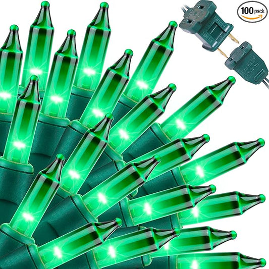 LAMPHOME Super-Bright Extendable Green Christmas Lights Decoration 150Lights 31.9ft UL Certified Mini Bulb String Lights Set for Outdoor Christmas Tree Garden Holiday Party Patio Wedding Garland Decor