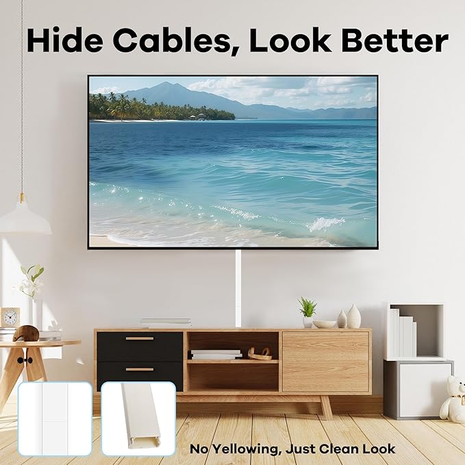 ZhiYo Cord Hider 71in(5 x L14in), Cord Covers for Wires on Wall, Cable Hider for Wall Mounted TV, Wire Cover for 2-4 Cords, Paintable Wire Concealer, Easy Cable Management, W0.95in H0.55in, White