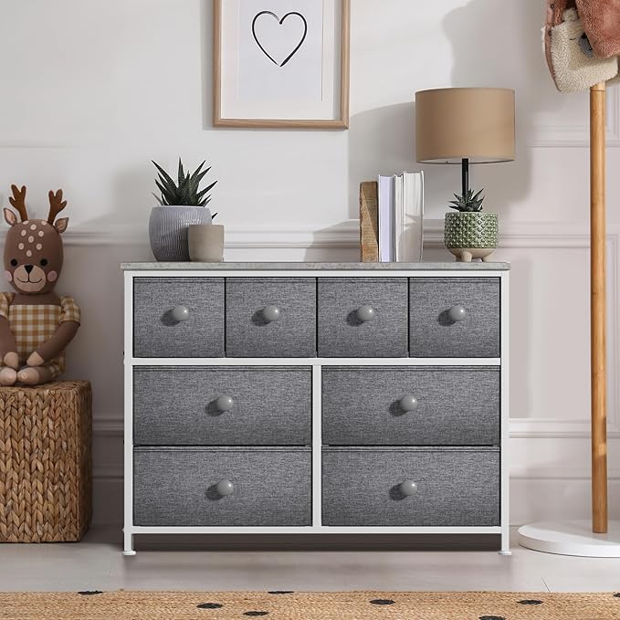 Sorbus Dresser with 8 Drawers - Chest Clothing Organizer Unit with Steel Frame Wood Top Knob Handle Easy Pull Fabric Bins - Large Storage Furniture for Bedroom, Hallway, Living Room, Nursery & Closet