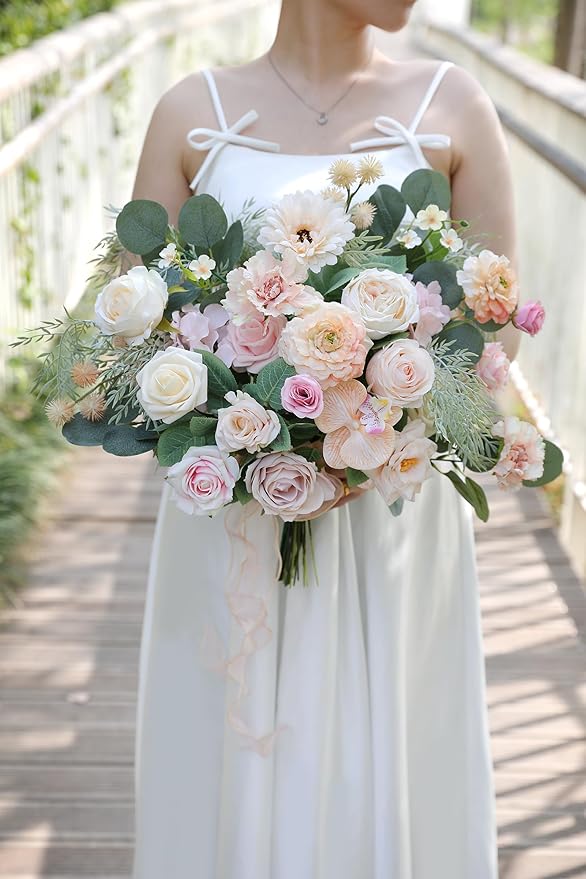 Artificial Flowers Combo for DIY Centerpieces Arrangements Wedding Bouquets Centerpieces Arrangements Party Baby Shower Home Decorations (Nude Champagne)