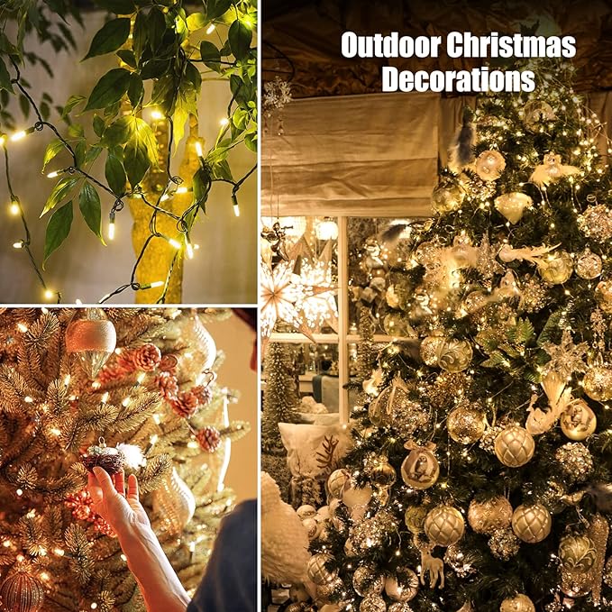 Christmas Lights Clear White 100 Count Incandescent Lights UL Certified Connectable Christmas Tree Lights with Green Wires for Indoor Outdoor Xmas, Wedding, Holiday, Party, Home Decorations