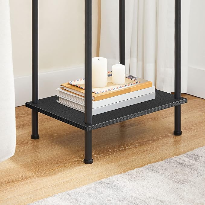 HOOBRO Side Table with Charging Station, Set of 2 End Tables with USB Port and Outlets, Nightstand with 2-Layer Storage Shelves for Small Spaces, Living Room, Bedroom, Black BK09UBZP201