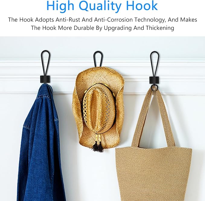 Rustic Entryway Hooks-16 Pack Farmhouse Hooks with Metal Screws Included, Black Decorative Wall Mounted Rustic Coat Hooks Rack, Double Vintage Organizer Hanging Wire Hook Clothes Hanger