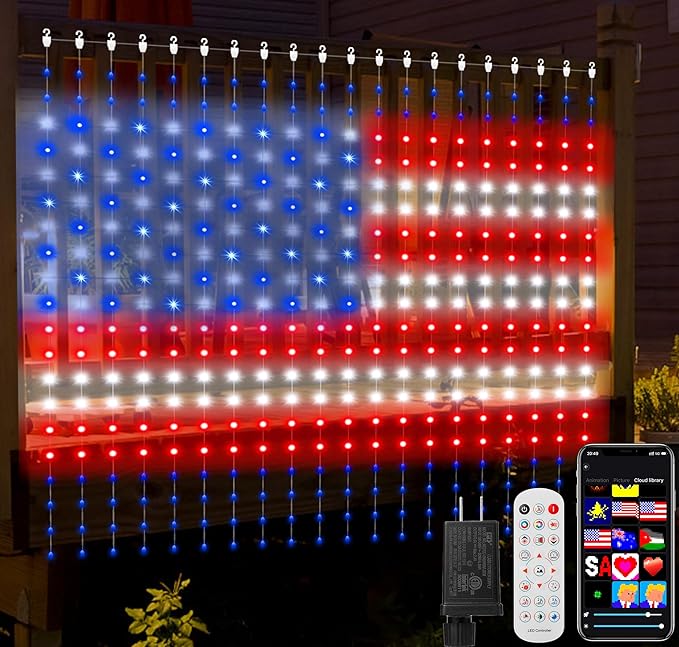 Smart Curtain Lights 400 LED, Color Changing LED Curtains Light 6.6 * 6.6 FT, DIY Fairy String Light Curtain for Bedroom Backdrop Party Indoor Outdoor Christmas Decor (APP +Remote Control)