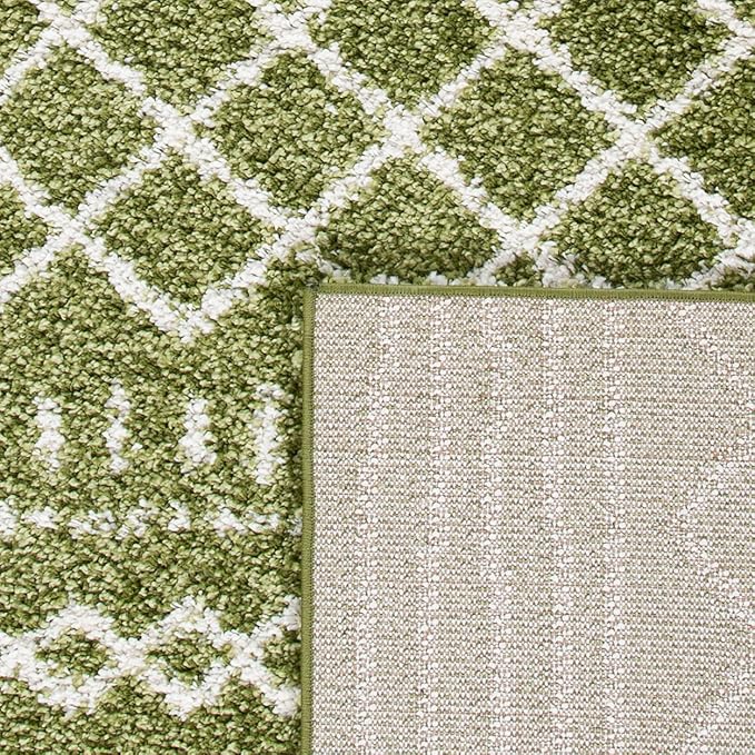 SAFAVIEH Area Rug 8x10 - Arizona Shag Collection - Large - Green & Ivory, Moroccan Design, Non-Shedding & Easy Cleaning, Ultra Plush Thick Pile, Ideal for Living Room, Bedroom, Dining Space (ASG741X)