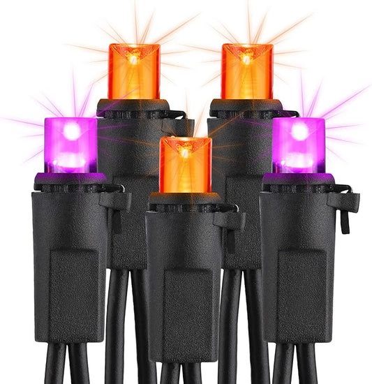 Brizled Halloween String Lights, 33ft 100 LED Purple & Orange String Lights 5MM Wide Angle Gentle Twinkle Halloween Light, 120V UL Certified Connectable Orange Light for Home Tree Party Decorations