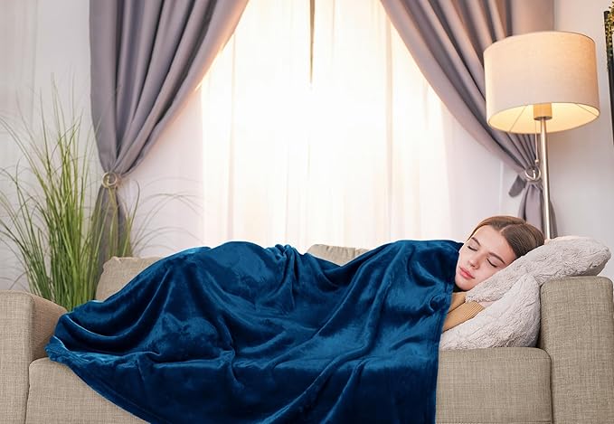 Utopia Bedding Fleece Blanket Twin Size Navy 300GSM Luxury Anti-Static Fuzzy Soft Microfiber Bed Blanket (60x80 Inch)