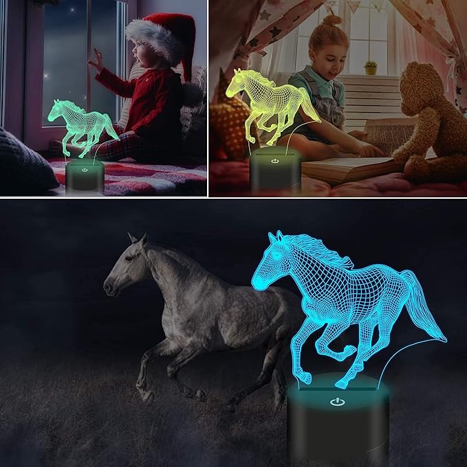 Horse Toys Night Light, Horse Stuff 16 Colors Changing Lamp with Remote Control, Horses Gifts for Girls' Room, Birthday, Holiday and Xmas Day