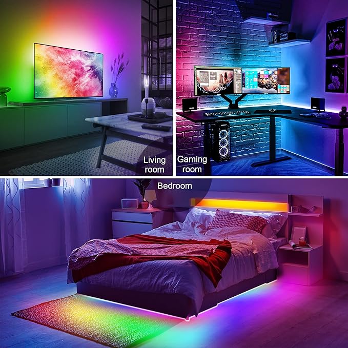 PANGTON VILLA LED Lights for TV 70-85 Inch, 18FT ICRGB TV LED Backlight Kit Work with APP & Remote Control, Music Sync TV LED Lights, TV Lights Behind, USB Powered, Rainbow