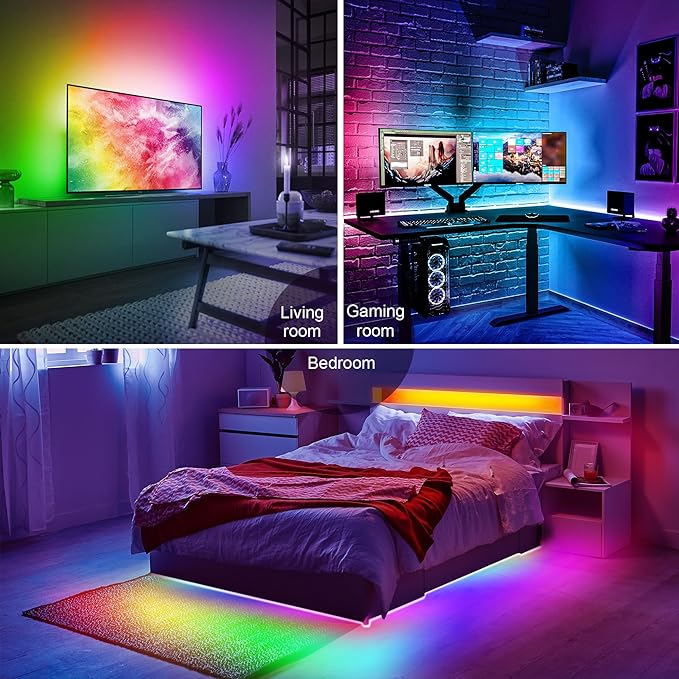 PANTON VILLA LED Lights for 55-75 Inch TVs, 16.4FT ICRGB TV LED Backlight Kit with APP & Remote Control, Music Sync, USB Powered