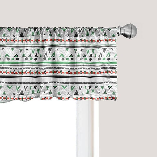 Ambesonne Tribal Window Valance Pack of 2, Style Traditional Aztec Pattern Old Fashioned Hippie Boho Influences, Rod Pocket Curtain Valances for Kitchen Bedroom, 42" X 18", Sea Green
