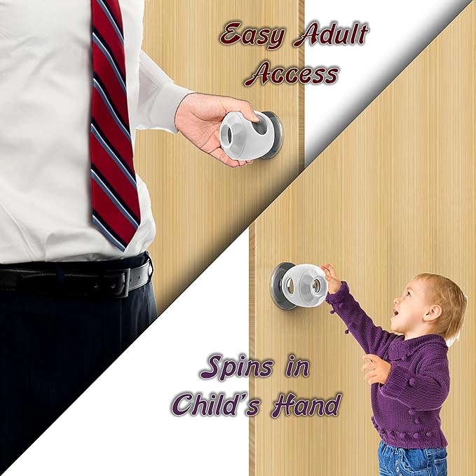 Door Knob Safety Cover for Kids - 5 Pack - Baby Proof Door Knob Covers - Door Locks for Kids Safety Child Proof - White