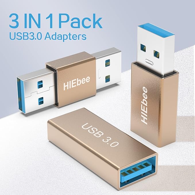 3kinds of USB 3.0 apters kit, USB 3.0 Female to Female and Male to Male and Female to Male, high Speed Convert Extension Coupler Connector converte,Gold