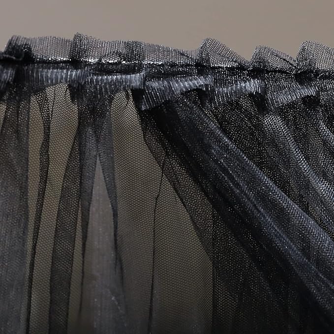 Joyreap 4 Corners Post Canopy Bed Curtain Black- Twin Size Royal Luxurious Cozy Drapes Netting- Elegant Bedroom Decoration Accessories for Adults