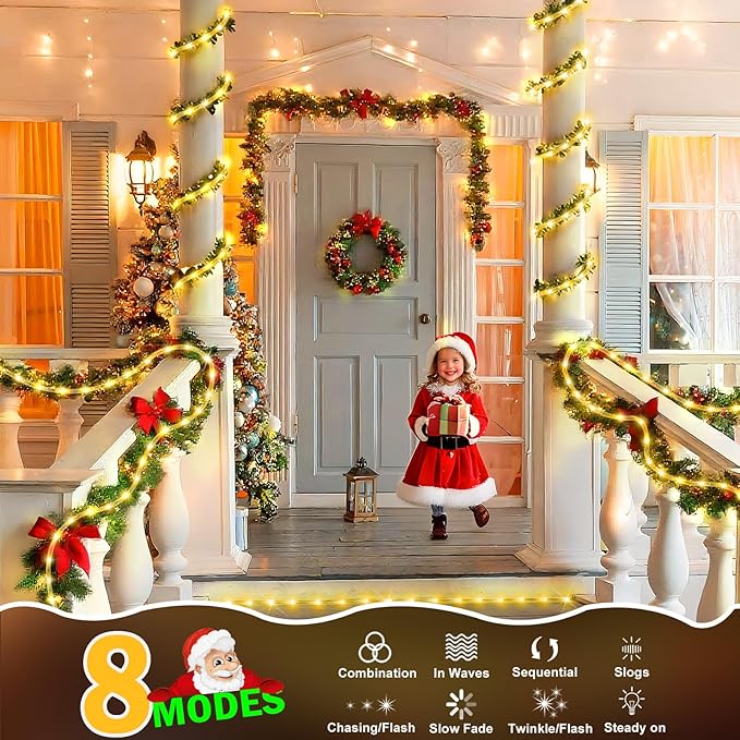 KNONEW 164FT 1000LED Rope Lights for Outside,Outdoor String Lights Waterproof 8 Modes Clear Tube Light for Indoor,Bedroom,Wedding,Garden,Patio,Christmas,Tree,Rv,Holiday Decoration(Warm White)