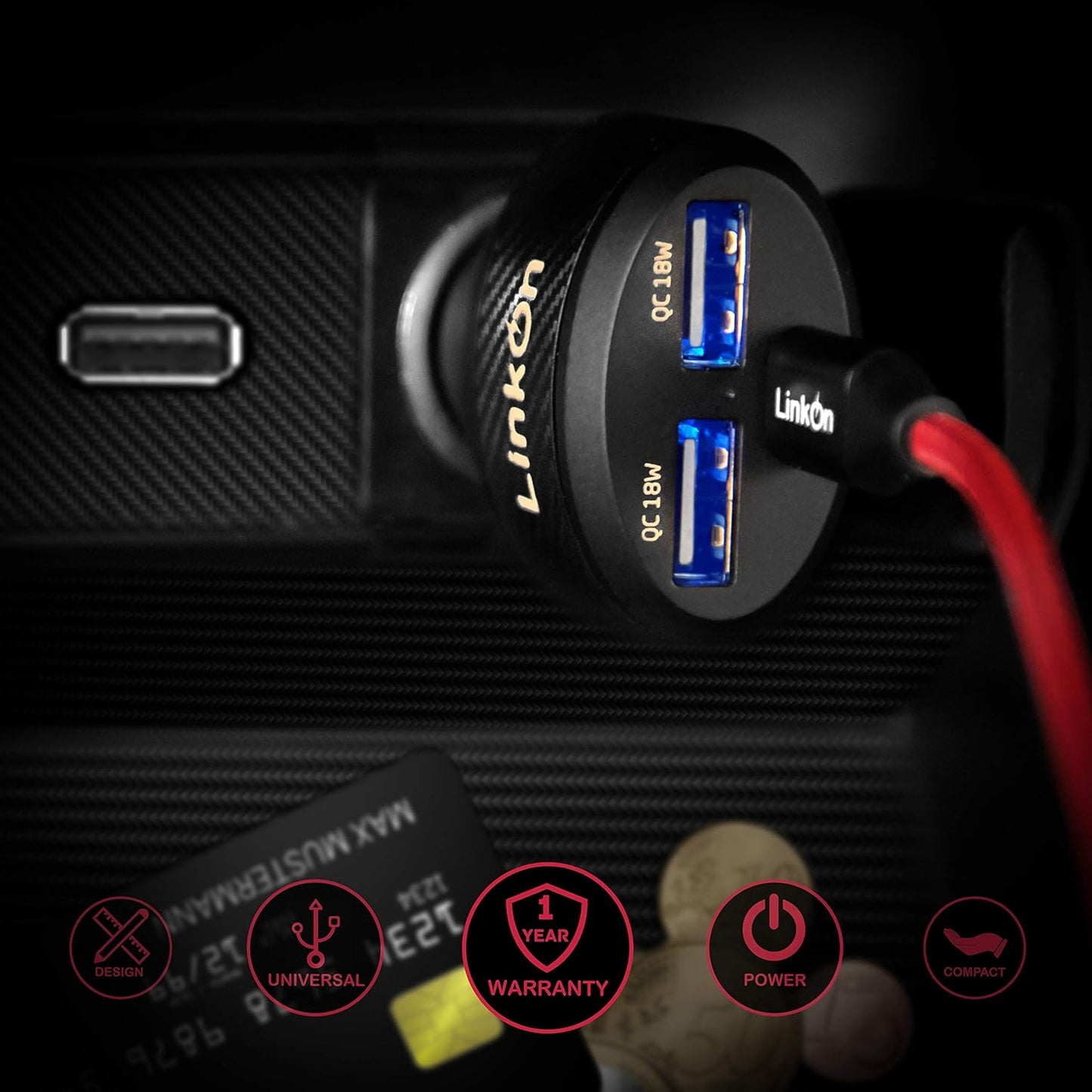 LinkOn 84W USB C Car Charger with 60W PD3.0 and 18W QC3.0 Ports, Compatible with MacBook, Dell XPS, Google Chromebook,