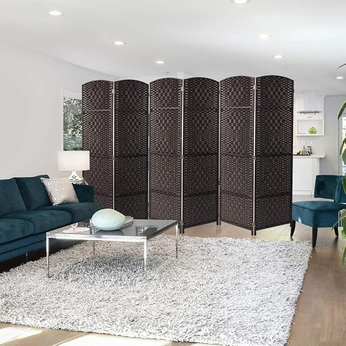 Sorbus 6 Panel Room Divider 6 ft. Tall - Privacy Screen, Extra Wide Double Hinged Panels, Diamond Double-Weaved, Partition Room Dividers and Folding Privacy Screens, Wall Divider for Room Separation