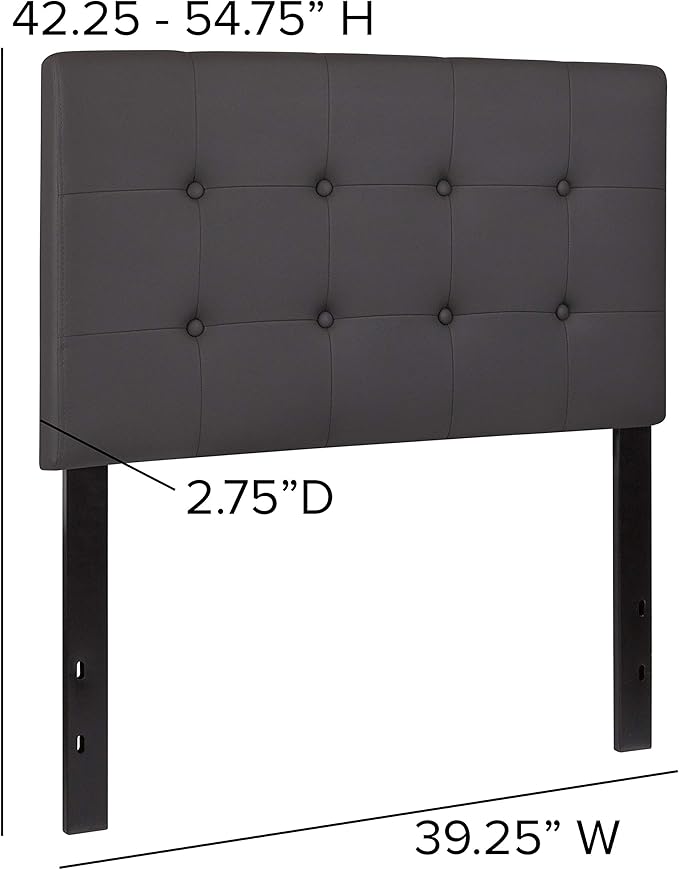 Flash Furniture Lennox Tufted Upholstered Twin Size Headboard in Gray Vinyl