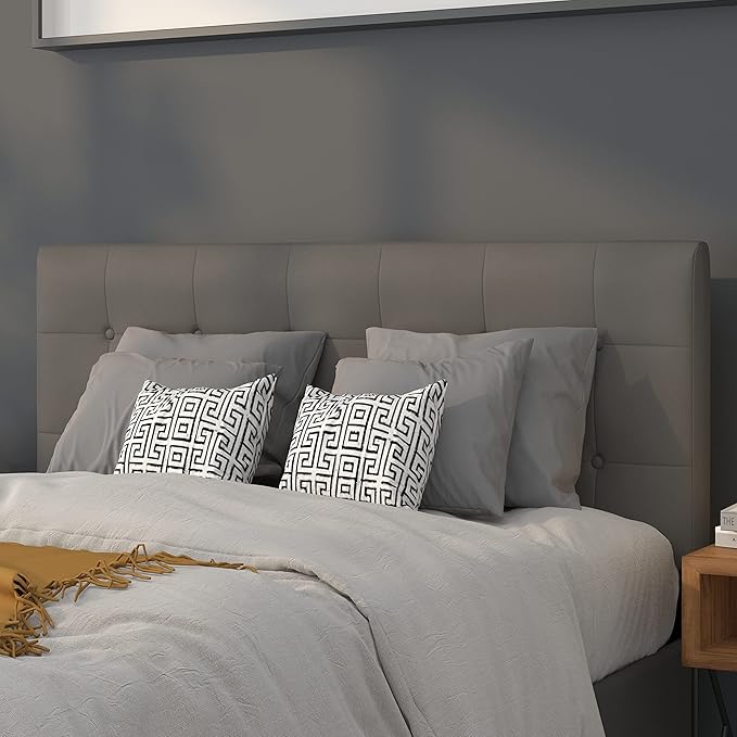 Flash Furniture Lennox Tufted Upholstered Full Size Headboard in Gray Vinyl