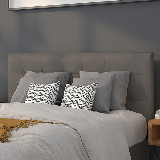 Flash Furniture Lennox Tufted Upholstered Full Size Headboard in Gray Vinyl