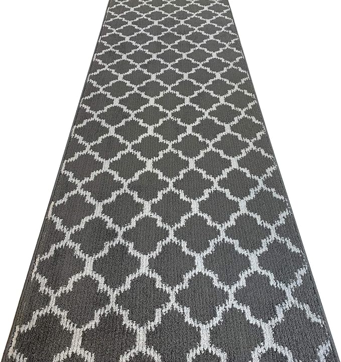 Custom Size Modern Runner Rug Carpet for Hallway Entryway Foyer Kitchen, Slip Resistant Latex Rubber Backed 31 inch Wide X Customized Length, Dark Grey, 31 inch X 5 feet