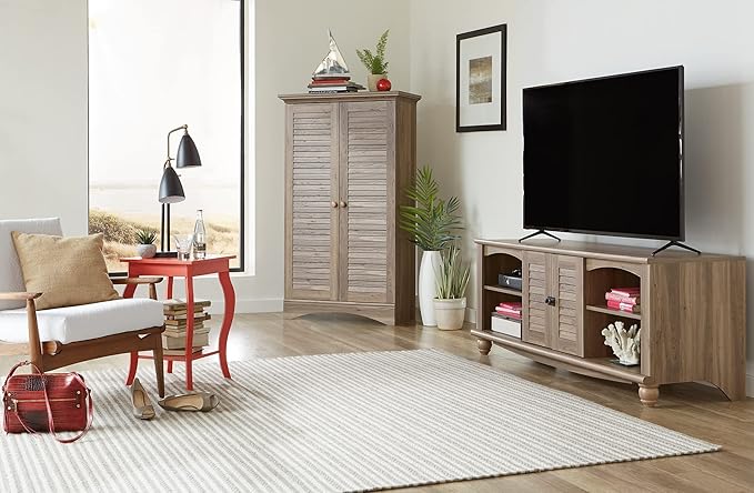 Sauder Harbor View Multipurpose Storage, Tall Pantry Cabinet, L: 35.43" x W: 16.73" x H: 61.02", Salt Oak