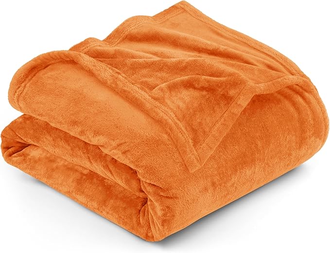 Utopia Bedding Fleece Blanket Queen Size Burnt Orange 300GSM Luxury Fuzzy Soft Anti-Static Microfiber Bed Blanket (90x90 Inch)