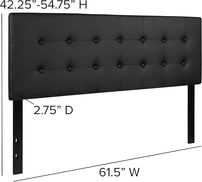 Flash Furniture Lennox Tufted Upholstered Headboard for Queen Size Bed, Contemporary Vinyl Tufted Headboard with Adjustable Height, Black