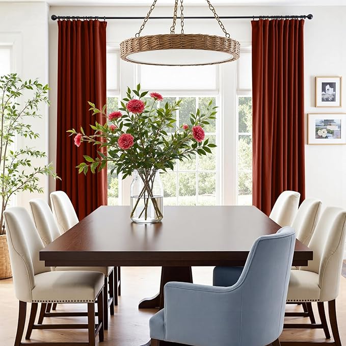 Lazzzy Velvet Blackout Curtains Thermal Insulated Room Window Drapes Super Soft Luxury Curtains for Living Room Bedroom Rod Pocket 2 Panels, Rust Red, 52" W x 120" L