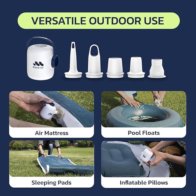 Woowind Electric Air Pump, Cordless Air Mattress Pump for Pool Floats, Swimming Rings, Air Bed, Air Sofa, Rechargeable Battery Powered