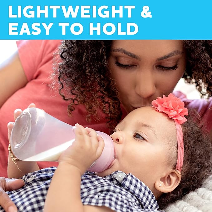 Chicco Duo 9oz. Hybrid Baby Bottle with Invinci-Glass Inside and Plastic Outside | Dishwasher, Bottle Warmer, and Electric Sterilizer Safe | Intui-Latch Nipple | Clear/Grey, 2pk
