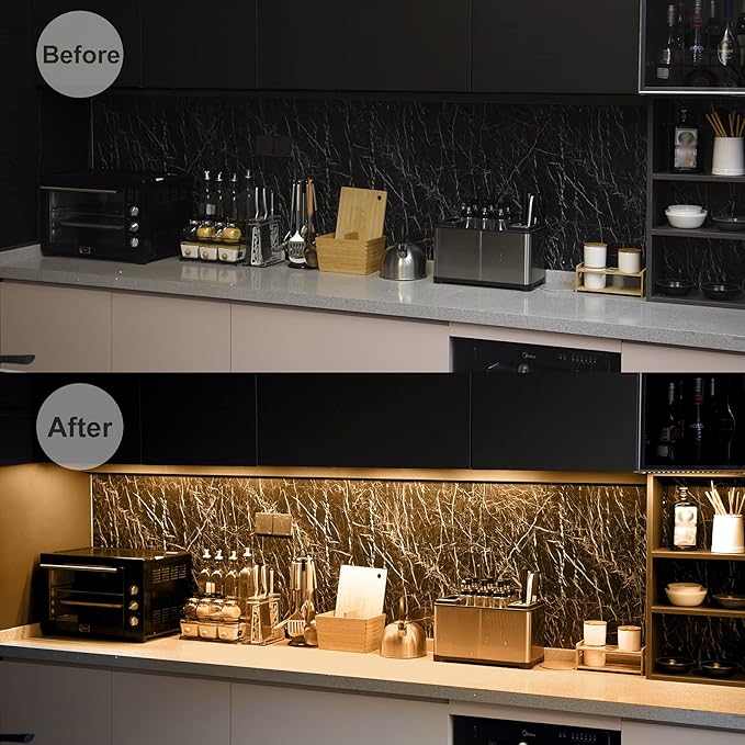 Under Cabinet LED Lighting Kit Plug in or Hardwired, 6 pcs 12 Inches Light Strips, 2000 Lumen, Super Bright, for Kitchen Counter, Closet, Shelf Lights, 31W, Warm White (6 Bars)