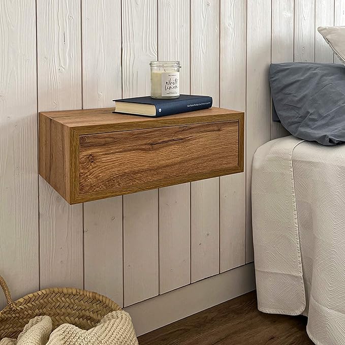 Mobili Fiver, Riccardo Floating nightstand, Rustic Oak, Made in Italy
