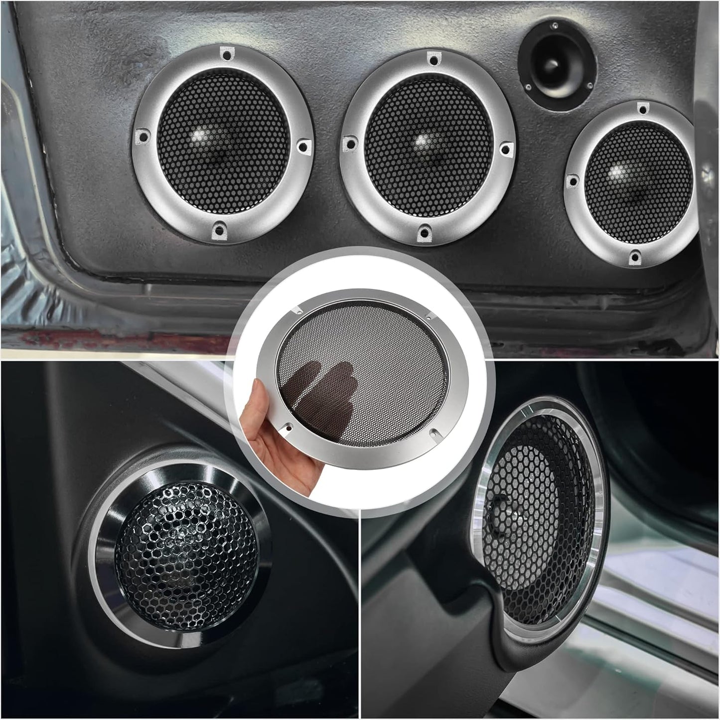 X AUTOHAUX 6.5" Speaker Grille Cover, Mesh Trim Round Subwoofer Grille Horn Protective Guard for Car