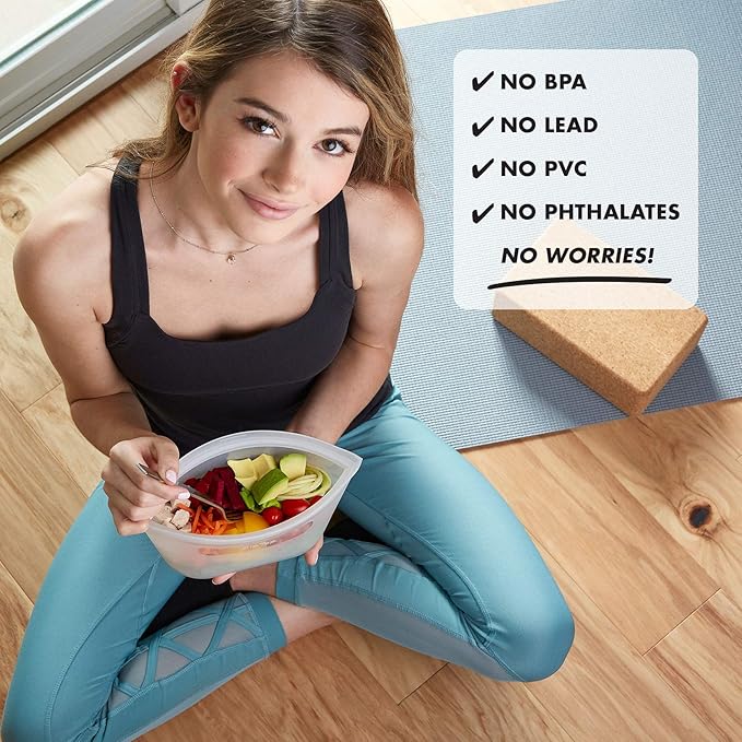 Zip Top Reusable Food Storage Bags | Short Cup [Lavender] | Silicone Meal Prep Container | Microwave, Dishwasher and Freezer Safe | Made in the USA