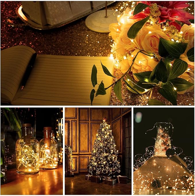 12 Pack Valentine's Day Fairy Lights Battery Operated, 3 Speed Modes, Extra 12 Batteries for Replacement, 7Ft 20 LED Mini String Light, Waterproof Copper Wire, Twinkle Firefly Lights for Christmas