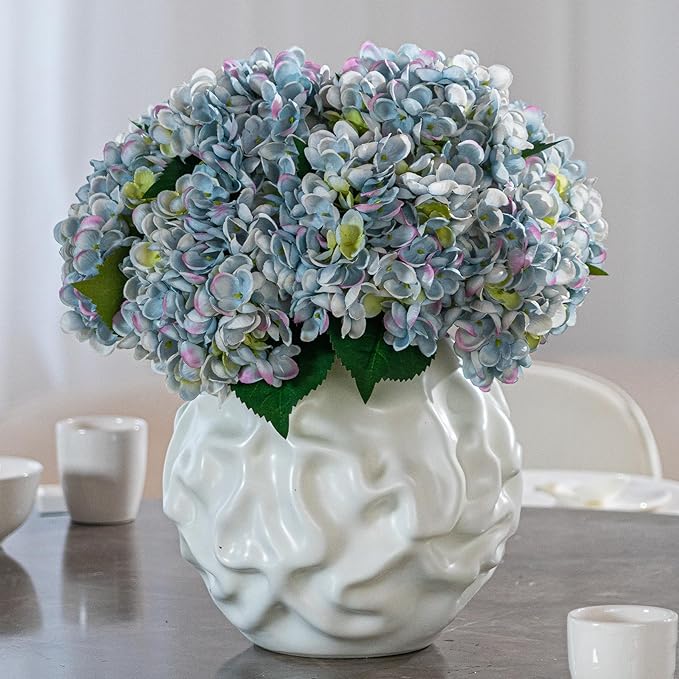10PCS Faux Hydrangea Flower Hydrangea Artificial Flowers Hydrangea Bouquet Faux Flower Table Centerpieces for Home Wedding Bridal Bouquet Office Party DIY Floral Decor