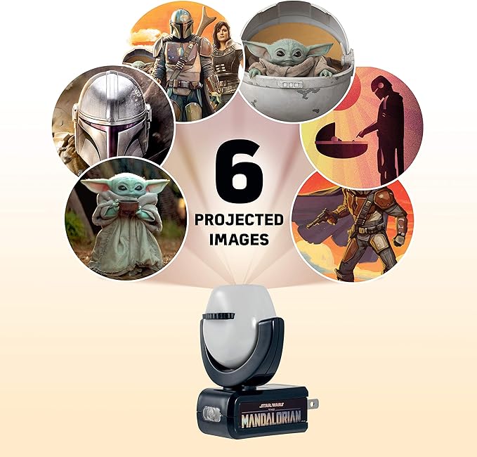 Projectables Mandalorian LED Night Light, Star Wars, Projector, Galaxy Light, Plug-in, Dusk to Dawn, Grogu, For Kids, Adults, Ideal for Bedroom, Playroom, Nursery, Bathroom, 53216