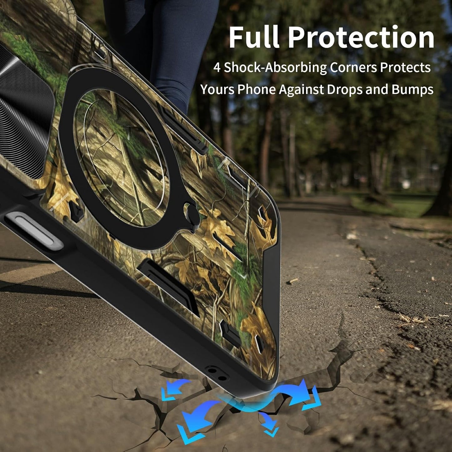 Samsung Galaxy A53 5G Case - Heavy Duty Dual Layer with Slide Camera Lens Cover & 360° Kickstand, Camouflage Tree.