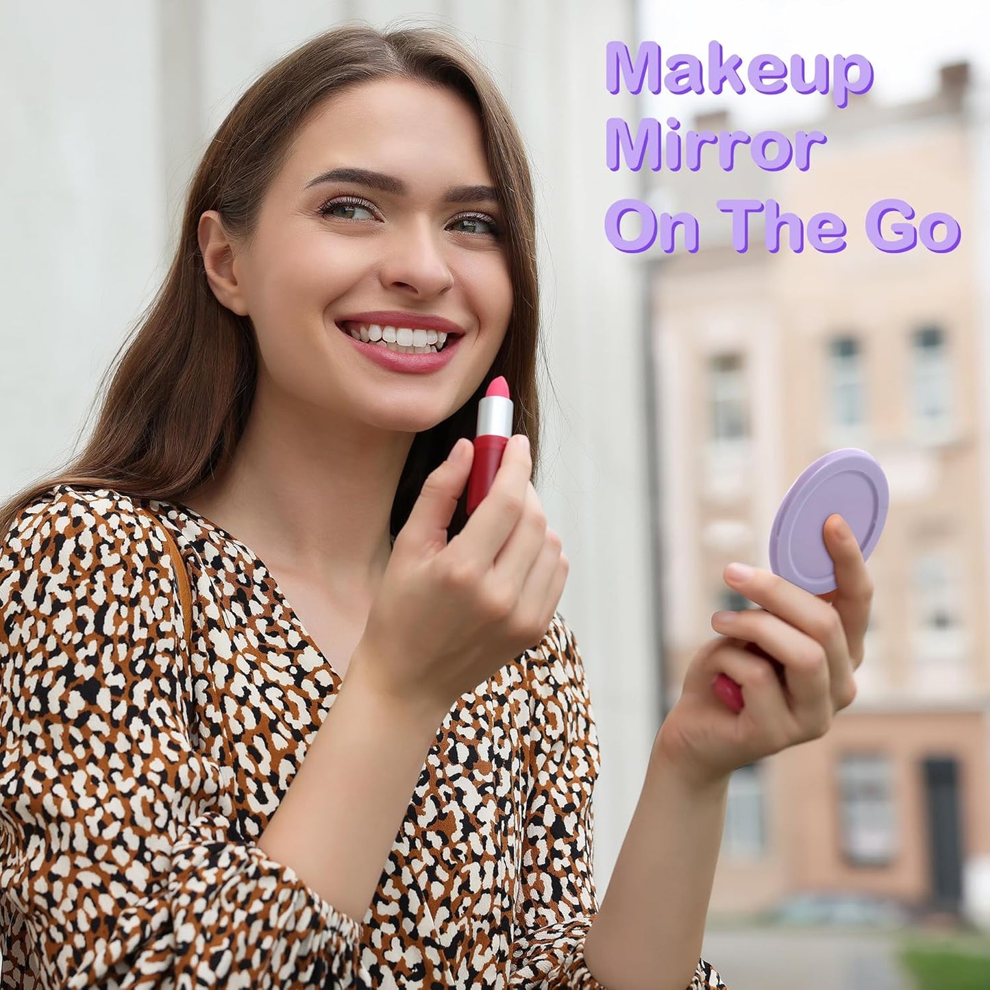metisinno Magnetic Base Mirror Compatible with PopSocket Phone Grips, Compact Makeup Mirror, Lilac Purple