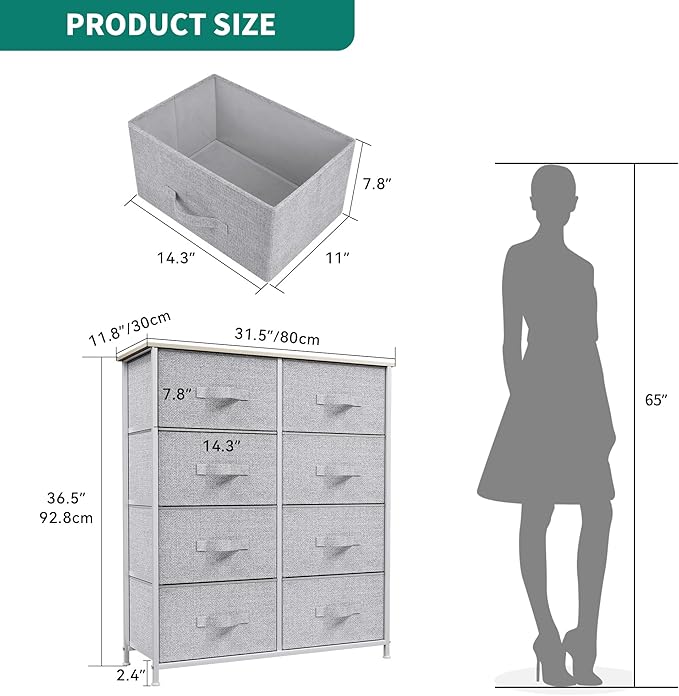 YITAHOME Dresser with 8 Drawers - Fabric Tower for Bedroom, Dresser & Chest of Drawers, Fabric Storage Tower, Organizer Unit for Bedroom, Hallway, Closets