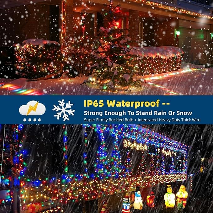 Motion Sensor Music Christmas Lights Outdoor Indoor, 108FT 300LED Christmas Tree Lights, Multicolor Christmas String Lights for Tree Party Holiday