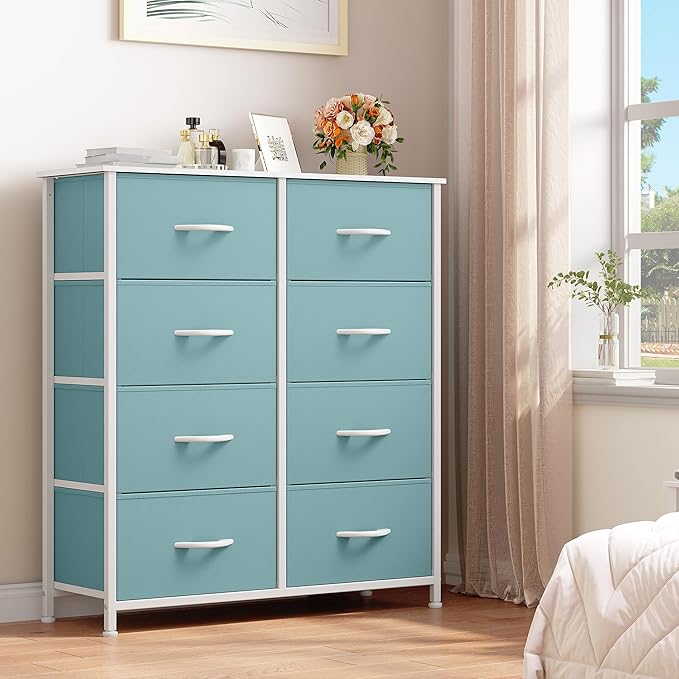 YITAHOME Fabric Dresser for Bedroom, Tall Storage 8 Drawers, Black Dresser & Chest of Drawers, Storage Drawer Organizer for Closet, Bedroom, Living Room